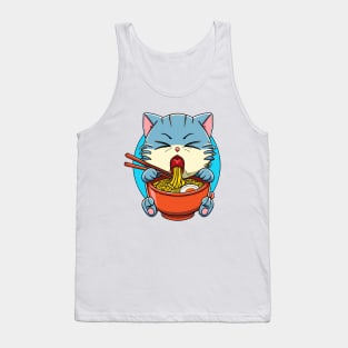 Cute cat eating ramen Tank Top